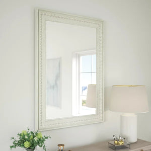 24 In W. X 36 In H. Framed Rectangular Bathroom Vanity Mirror In Decorative Weathered White