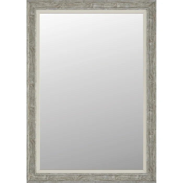 24 In W. X 36 In H. Framed Rectangular Bathroom Vanity Mirror In Embossed Oak