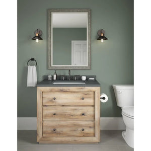 24 In W. X 36 In H. Framed Rectangular Bathroom Vanity Mirror In Embossed Oak