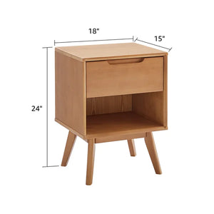 24'' Tall 1 - Drawer Solid Wood Nightstand in Walnut