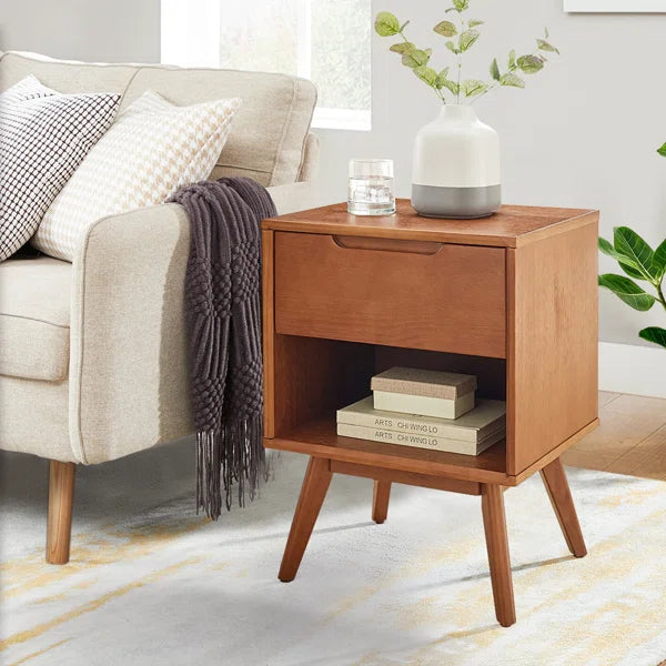 24'' Tall 1 - Drawer Solid Wood Nightstand in Walnut