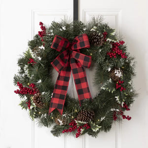 24" Lighted PVC and PE Blend Wreath