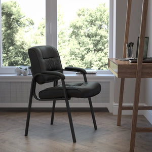 24" W Leather Seat Waiting Room Chair with Metal Frame
