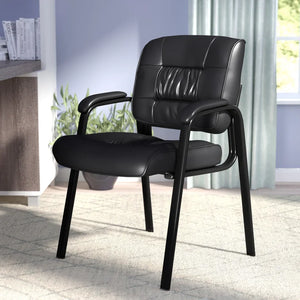 24" W Leather Seat Waiting Room Chair with Metal Frame