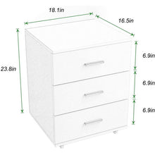 Load image into Gallery viewer, 3-Drawer Mobile File Cabinets A4-size files Office Rolling Wooden Filing Cabinet with Lockable Casters White
