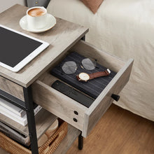 Load image into Gallery viewer, 27.6&#39;&#39; Tall 1 - Drawer Steel Nightstand in Gray/Black

