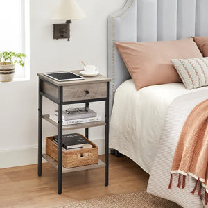 27.6'' Tall 1 - Drawer Steel Nightstand in Gray/Black