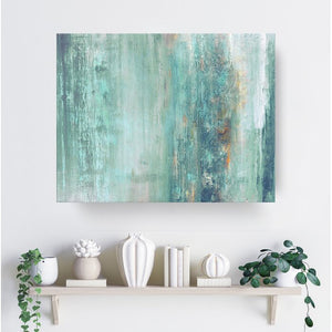 Turquoise/Blue/Brown/Gray/White 'Abstract Spa' - Wrapped Canvas Graphic Art Print #9574