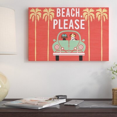 'Beach Bums Series: VW Beetle I' Graphic Art Print on Canvas 540CDR