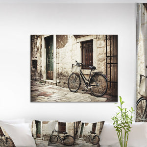 8" H x 12" W x 1" D Gray/Beige 'Bicycle with Shopping Bag' Photograph GL499