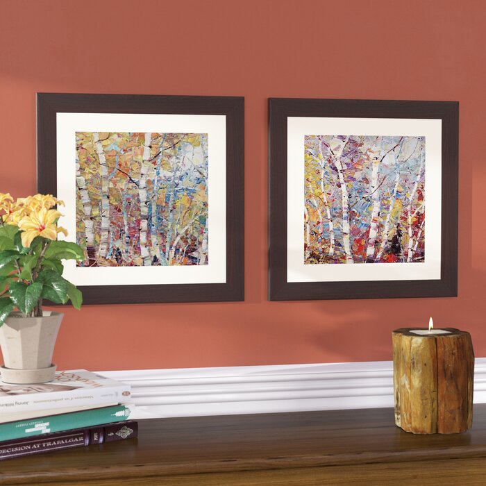 'Birch Colors 1' 2 Piece Framed Acrylic Painting Print Set #1574HW