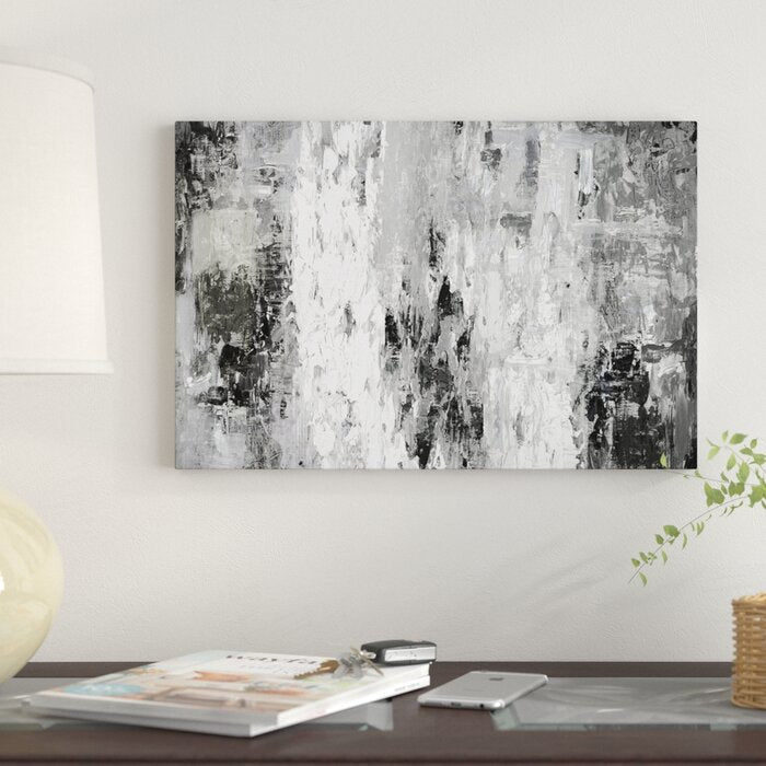 Gray/Black Black And White Abstract IV' Print on Canvas (18