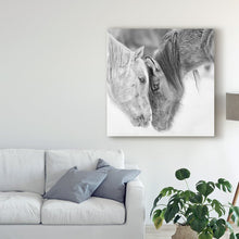 Load image into Gallery viewer, &#39;Black and White Horses VII&#39; Photographic Print on Wrapped Canvas GL40
