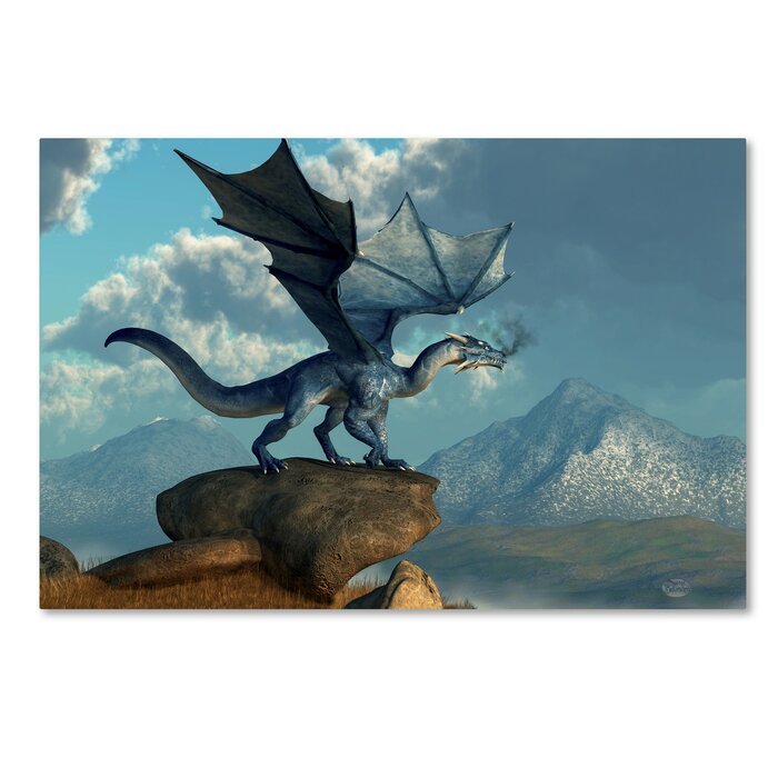 'Blue Dragon' Graphic Art Print on Wrapped Canvas #AD77