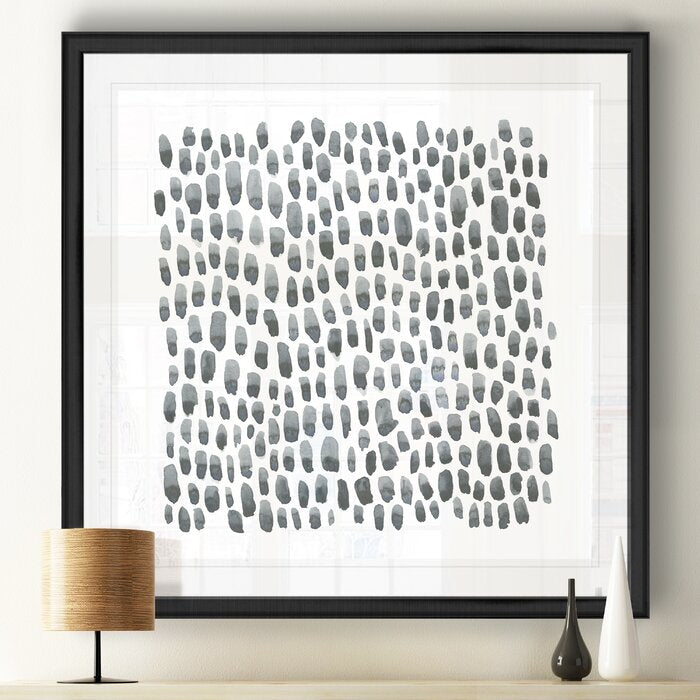 'Blue Gray Tessera I' - Painting Print on Canvas with Black Frame #1540HW