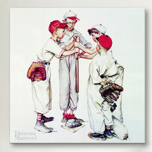 Load image into Gallery viewer, 12&quot; H x 12&quot; W x 0.75&quot; D White &#39;Choosing up (Four Sporting Boys: Baseball)&#39; - Wrapped Can 7685

