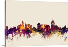 Load image into Gallery viewer, &#39;Cincinnati Ohio Skyline&#39; by Michael Tompsett Graphic Art Print 12&quot; H x 18&quot; W x 1.5&quot; D Size #1599HW
