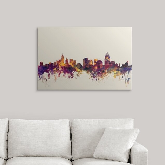 'Cincinnati Ohio Skyline' by Michael Tompsett Graphic Art Print 12