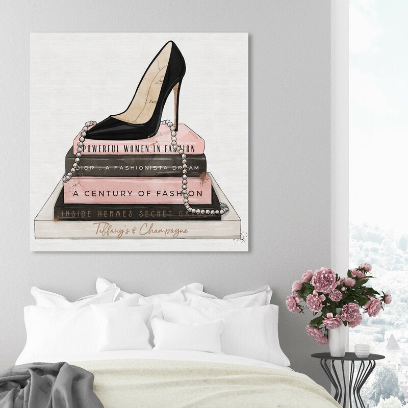 'Classic Stiletto and High Fashion Books Fashion and Glam' Floater Frame Graphic Art Print on Canvas 7578