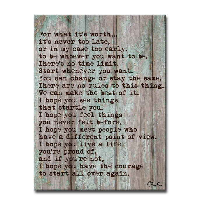 Courage Wrapped Canvas Print #9432