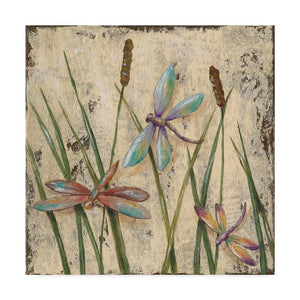'Dancing Dragonflies I' Acrylic Painting Print on Wrapped Canvas #2515HW