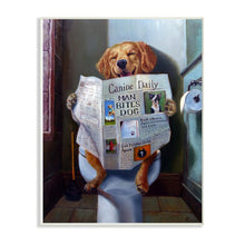 Load image into Gallery viewer, Dog Reading Newspaper on Toilet Graphic Art Print #9702
