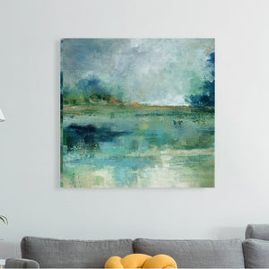32" H x 32" W x 1.5" D Blue/Green 'Emerald Isle' - Print on Canvas 1035AH
