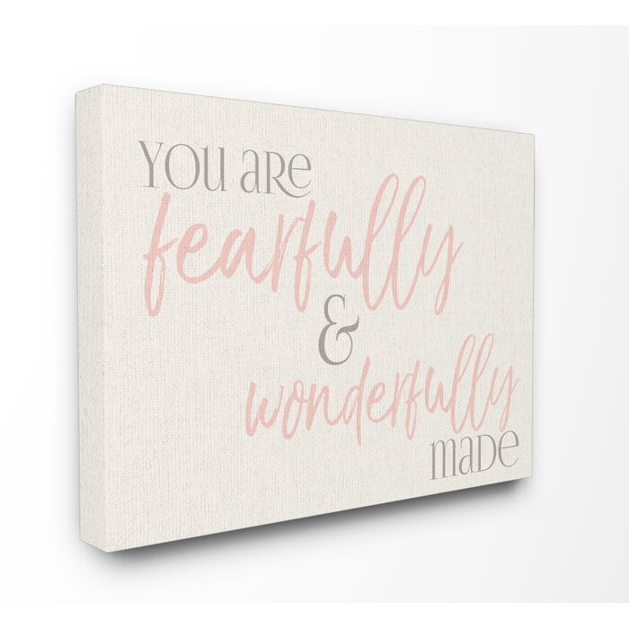 'Fearfully Wonderfully Made Pink Typography' Wall Art #1743HW
