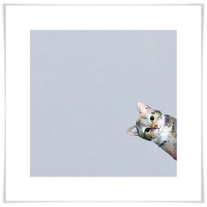 19" H x 19" W x 0.02" D Gray 'Feline Friends - Sneaky Cat' by Cathy Walters Acrylic Painting Print (GL11)