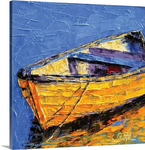35" H x 35" W x 1.5" D Blue/ Yellow/ Black 'Floating Along' by Leslie Saeta Painting Print MRM1671