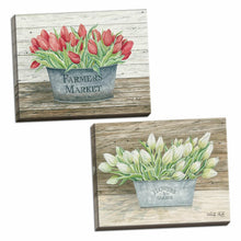 Load image into Gallery viewer, 16&quot; H x 24&quot; W x 0.75&quot; D Green/Red/Gray &#39;Flowers and Garden Tulips and Farmer&#39;s Market Tulips&#39; 2 Piece Acrylic Painting Print Set MRM1692
