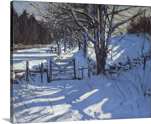 24" H x 30" W x 1.25" D Blue; Brown; White 'Gate Near Youlgreave, Derbyshire' by Andrew Macara Painting Print on Canvas (SB1317)