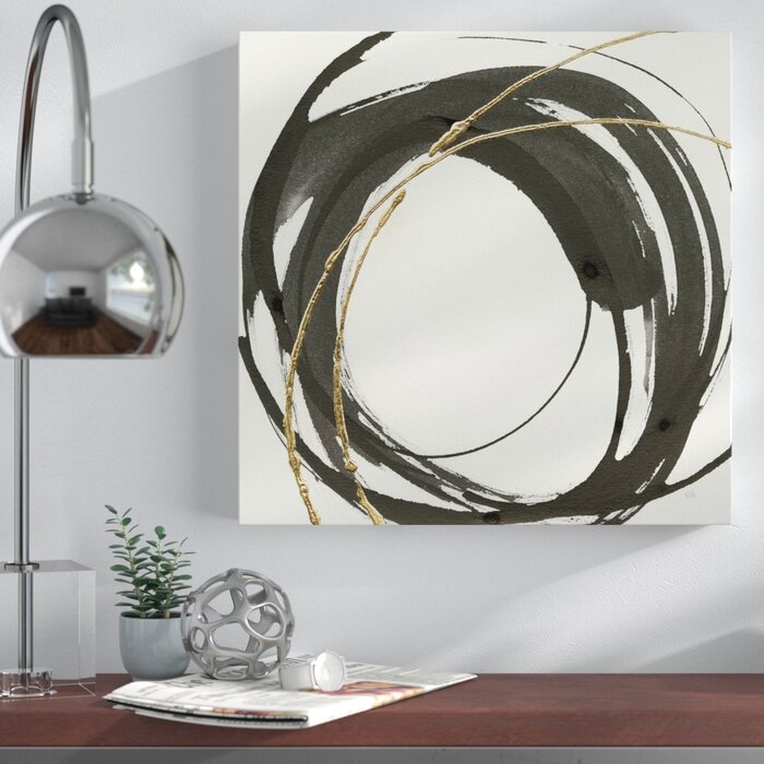 'Gilded Enso IV' Acrylic Painting Print on Wrapped Canvas 35
