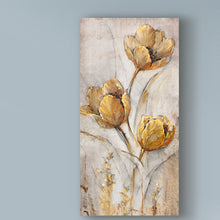 Load image into Gallery viewer, &#39;Golden Poppies on Taupe I&#39; Acrylic Painting Print on Wrapped Canvas 658AH
