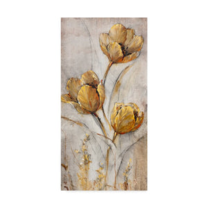 'Golden Poppies on Taupe I' Acrylic Painting Print on Wrapped Canvas 658AH