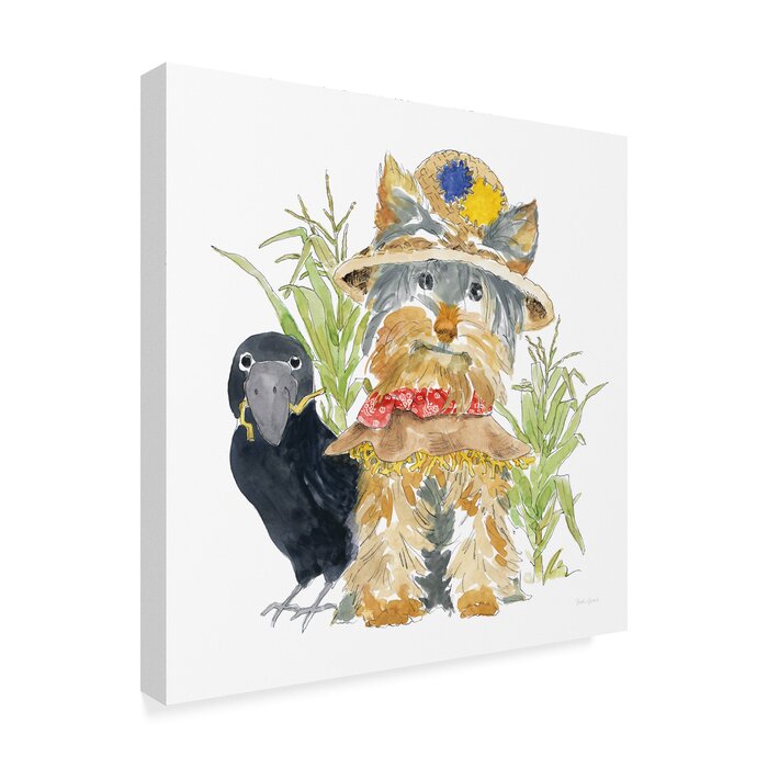 'Halloween Pets IV' Watercolor Painting Print on Wrapped Canvas (SB952)