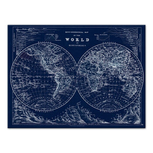 'Hemispheres Blueprint' Graphic Art Print on Wrapped Canvas #1473HW