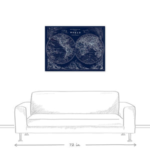 'Hemispheres Blueprint' Graphic Art Print on Wrapped Canvas #1473HW