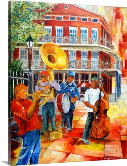 'Jackson Square Brass Band' by Diane Millsap Painting Print on Canvas (SB487)
