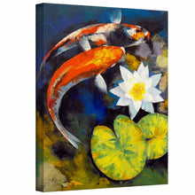 Load image into Gallery viewer, &#39;Koi Fish and Water Lily&#39; Painting Print on Wrapped Canvas *AS IS #1447HW
