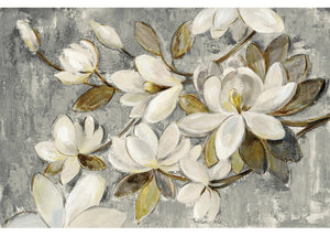 26" H x 40" W x 0.75" D Silver;White;Tan;Cream;Swamp Green 'Magnolia Simplicity' Graphic Art Print on Wrapped Canvas (SB1478)