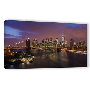 'NYC Skyline with Brooklyn Bridge Panoramic' by Cody York Photographic Print on Wrapped Canvas, #6469