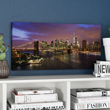 Load image into Gallery viewer, &#39;NYC Skyline with Brooklyn Bridge Panoramic&#39; by Cody York Photographic Print on Wrapped Canvas, #6469
