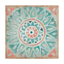 Load image into Gallery viewer, 14&quot; H x 14&quot; W x 2&quot; D White/Blue/Tan &#39;Ocean Tales Tile VII Coral&#39; Acrylic Painting Print on Wrapped Canvas - 551CE
