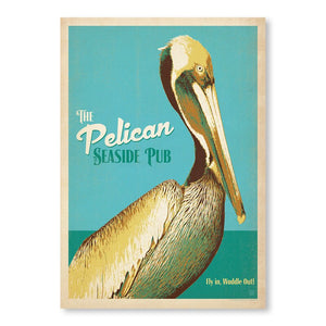 16" H x 12" W Blue/Beige 'Pelican Pub' by Joel Anderson - Unframed Graphic Art Print on Paper GL97