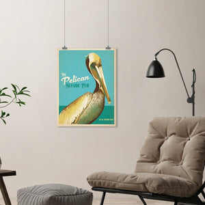 16" H x 12" W Blue/Beige 'Pelican Pub' by Joel Anderson - Unframed Graphic Art Print on Paper GL97