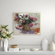 Load image into Gallery viewer, &#39;Peonies in Copper Bucket&#39; - Picture Frame Painting Print on Canvas 878AH
