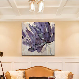 16" H x 16" W x 1.5" D Beige/Purple 'Purple Jewel' Painting (AP370)