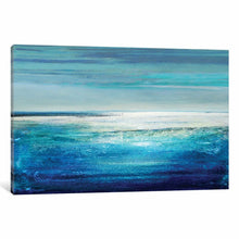 Load image into Gallery viewer, 26&quot; H x 40&quot; W x 0.75&quot; D Black;Turquoise;Viking Blue;Astral Blue;Jordy Blue &#39;Reflection on the Horizon II&#39; Painting Print on Wrapped Canvas MRM1145
