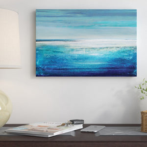 26" H x 40" W x 0.75" D Black;Turquoise;Viking Blue;Astral Blue;Jordy Blue 'Reflection on the Horizon II' Painting Print on Wrapped Canvas MRM1145